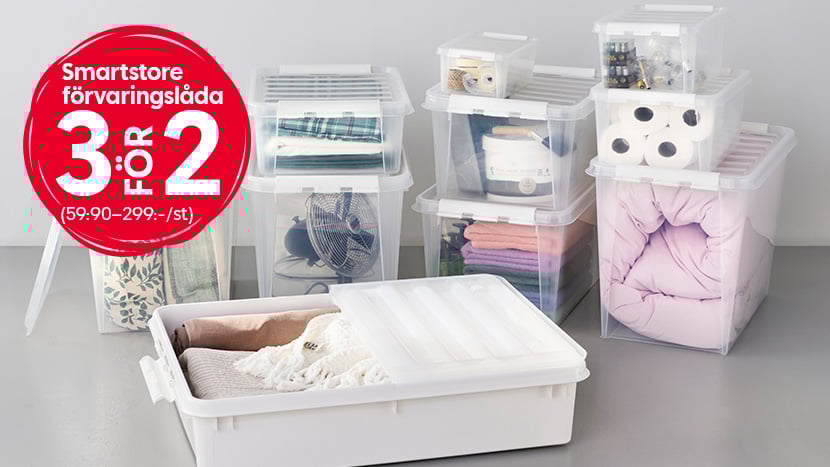Smartstore förvaringslåda 3 för 2 (ord. pris 59:90–299:-/st).