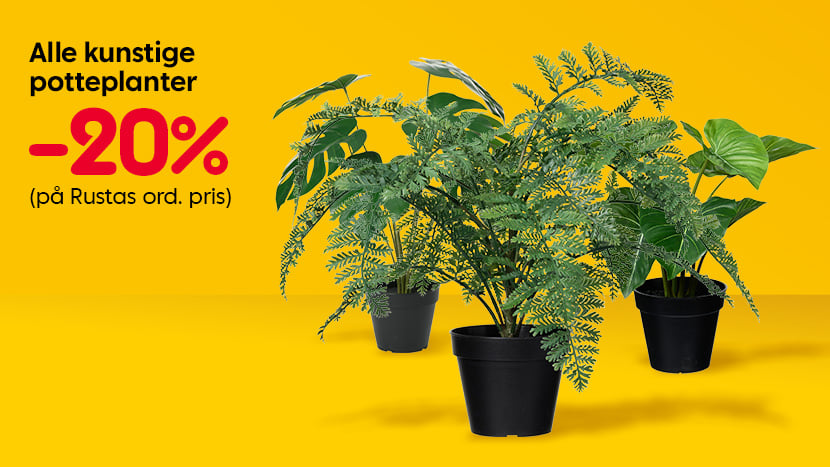 Alle kunstige potteplanter -20%.