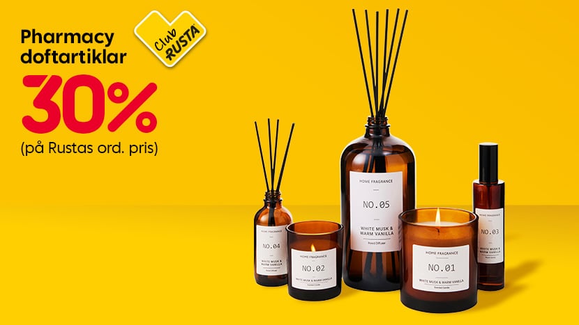 CLUB RUSTA: Pharmacy doftartiklar 30%.
