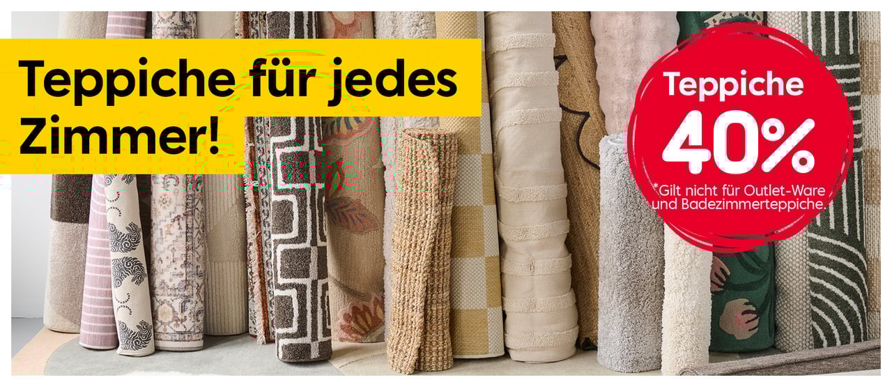 Teppiche für jedes Zimmer! Alle Teppiche 40%.