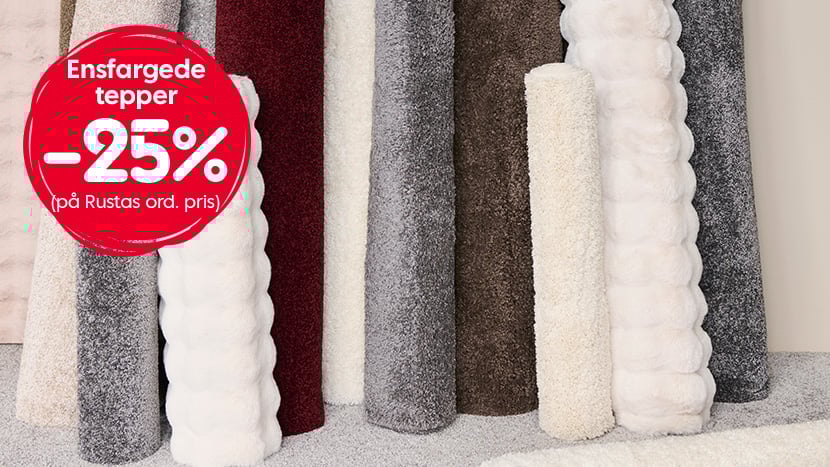 Alle ensfargede tepper -25%.