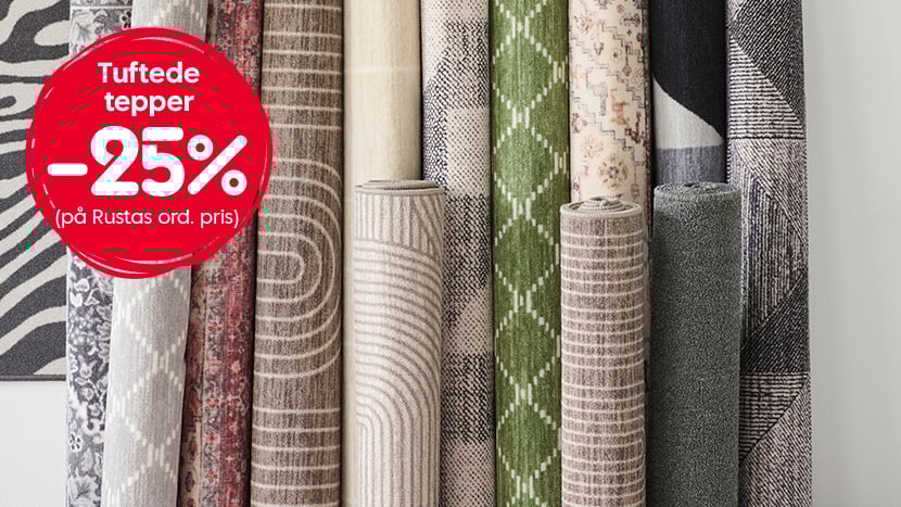 Tuftede tepper -25% på Rustas ord. pris.