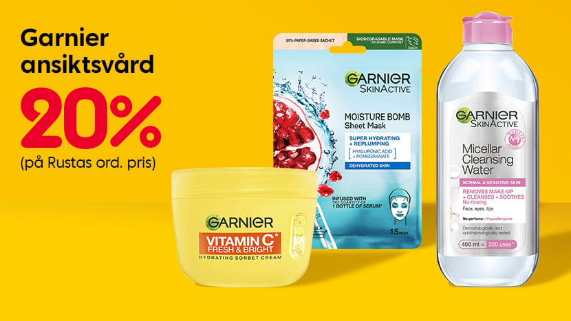 Garnier ansiktsvård 20%.