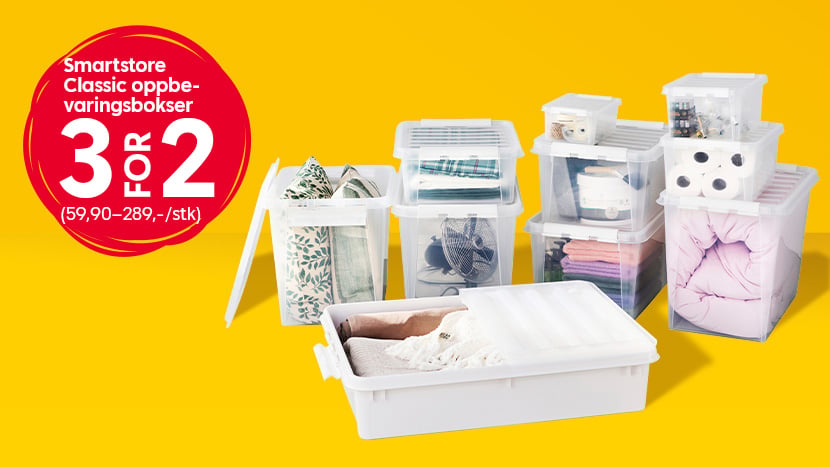 Smartstore Classic oppbevaringsbokser 3 for 2. Ord. pris 59,90–289,-/stk.