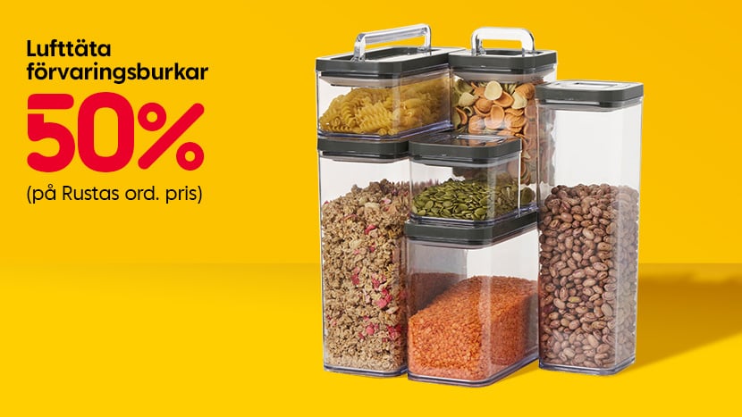 Lufttäta förvaringsburkar 50%.
