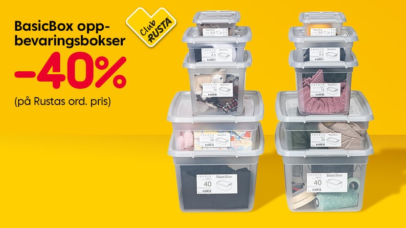 CLUB RUSTA: BasicBox oppbevaringsbokser -40%.