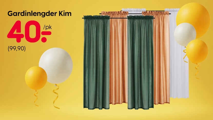 Gardinlengder Kim 40,-/pk. (ord. pris 99,90).