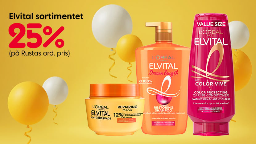 Elvital-sortimentet 25%.