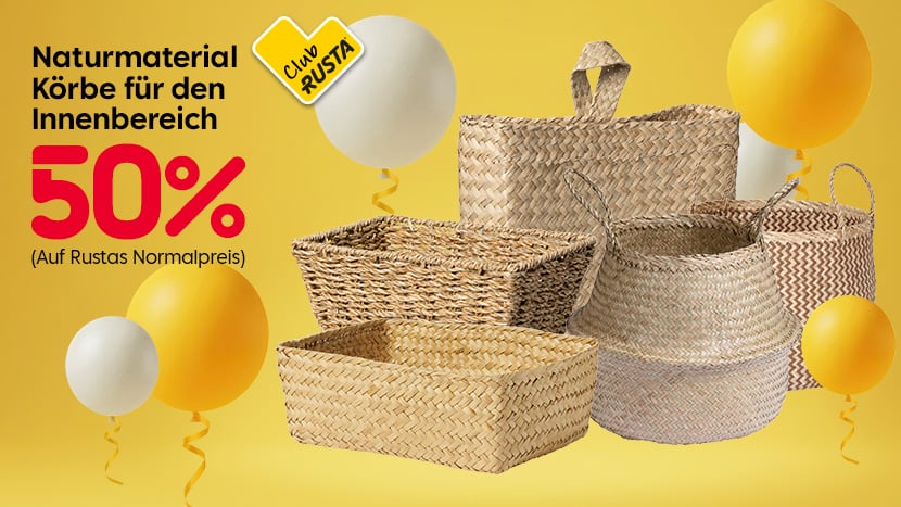 CLUB Alle Naturmaterialkörbe für den Innenbereich 50%.