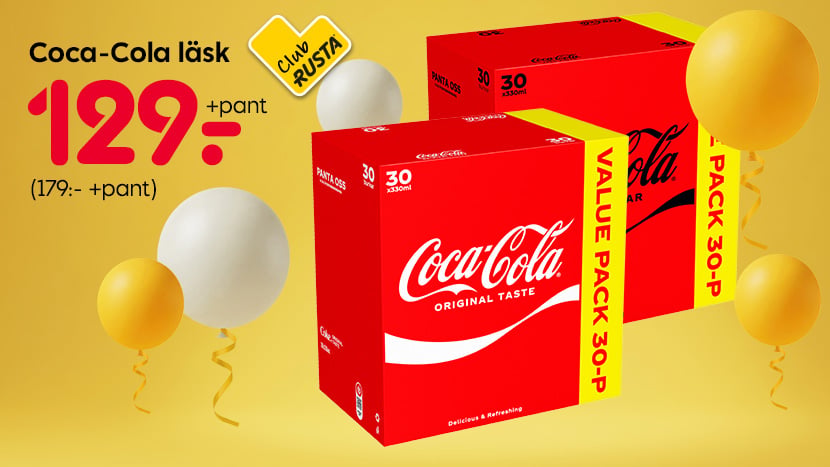 CLUB Coca-Cola läsk 129:- +pant (179:- +pant).
