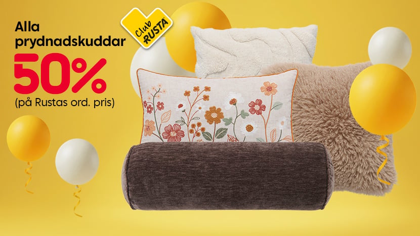 CLUB Alla prydnadskuddar 50%.