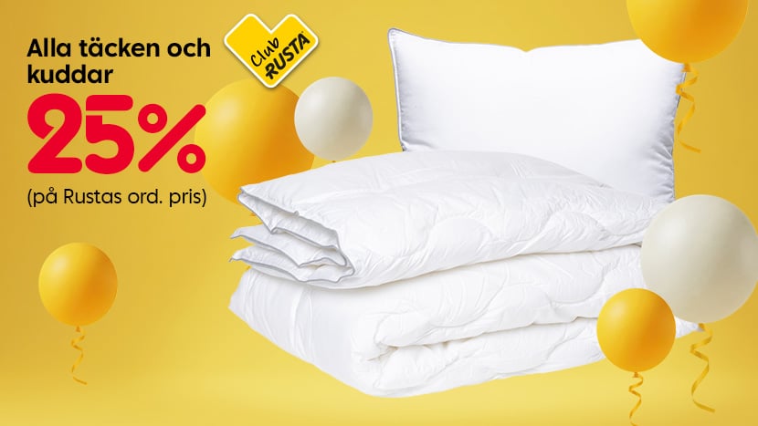 CLUB Alla täcken och kuddar 25%.
