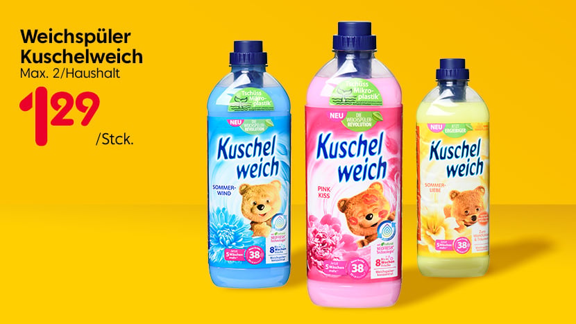 Weichspüler Kuschelweich 1,29/Stck. Max. 2/Haushalt.