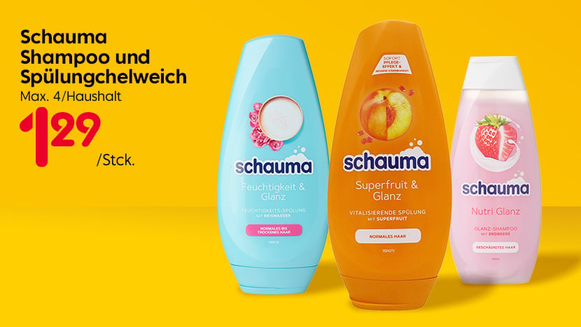 Schauma Shampoo und Spülung 1,29/Stck. Max. 4/Haushalt.
