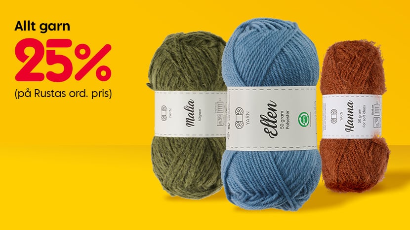 Allt garn 25%.