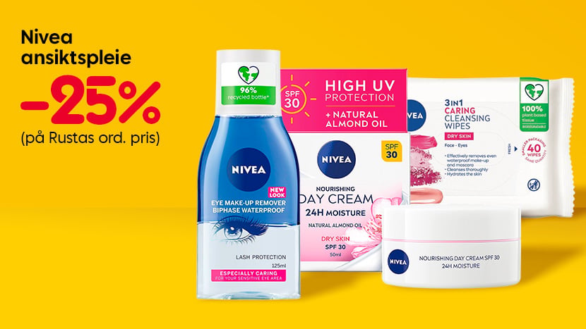 Nivea ansiktspleie -25%.