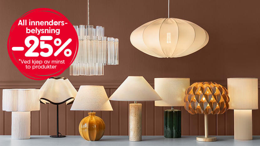All innendørsbelysning -25% ved kjøp av minst to produkter.