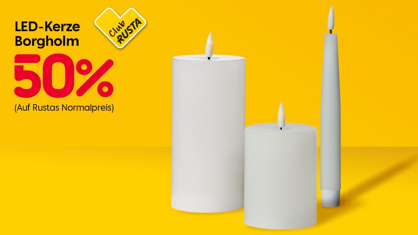 CLUB RUSTA: LED-Kerze Borgholm 50%.