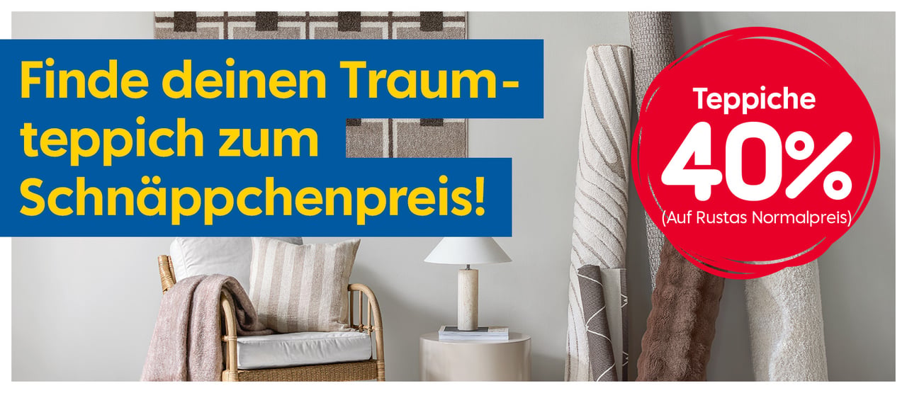 Finde deinen Traumteppich zum Schnäppchenpreis! Teppiche 40%.