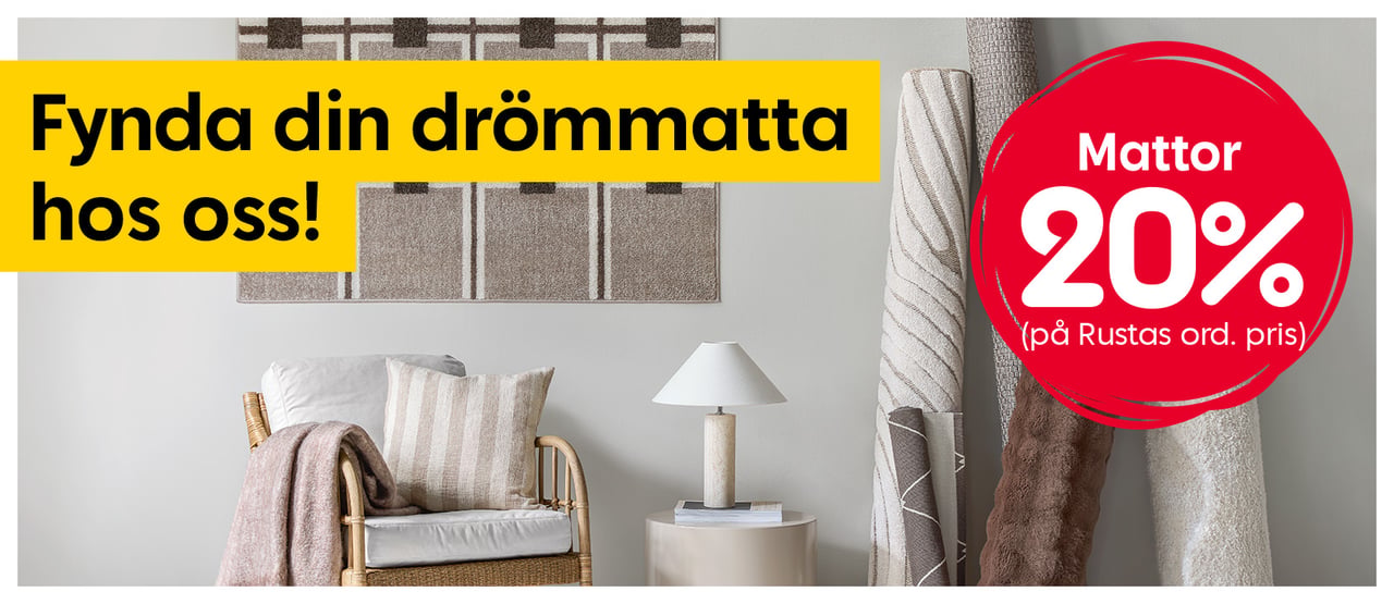 Fynda din drömmatta hos oss! Mattor 20%.