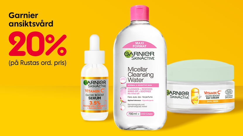 Garnier ansiktsvård 20%.