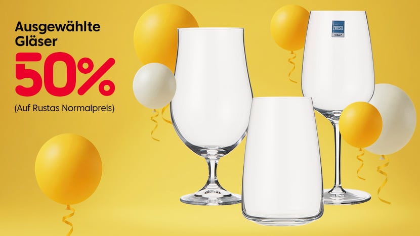Ausgewählte Gläser 50%.