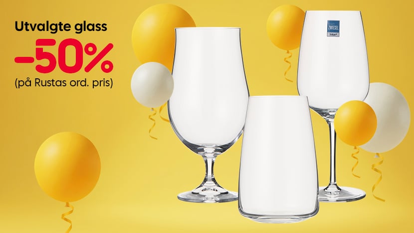 Utvalgte glass -50%.