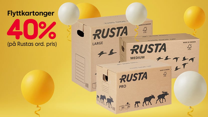 Flyttkartonger 40%.