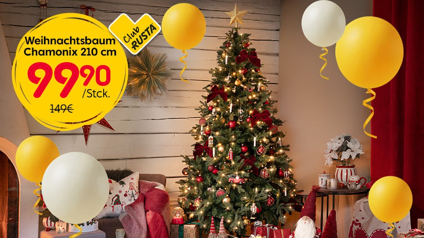 CLUB RUSTA: Weihnachtsbaum Chamonix 210 cm. 99,90/Stck. Normalpreis 149€.