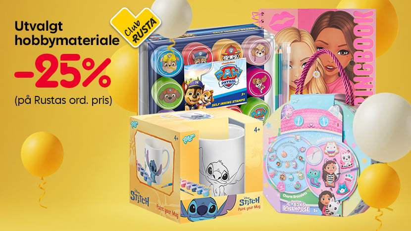 CLUB RUSTA: Utvalgt hobbymateriale -25%.