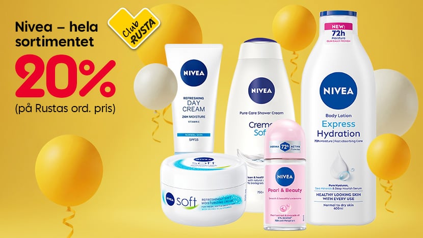 CLUB RUSTA: Nivea – hela sortimentet 20%.