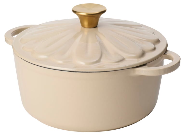 Gusseisentopf 3 Liter Beige Gusseisen Flower lid