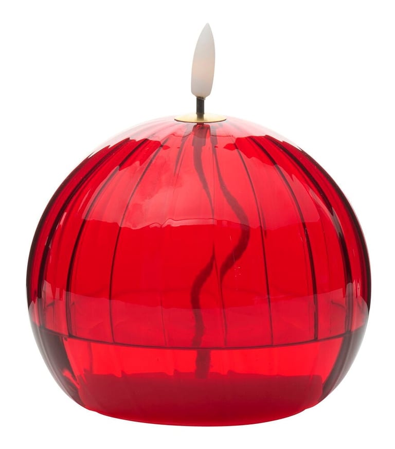 LED-Kerze Rone Round Stripes 12x14,4 cm Rot