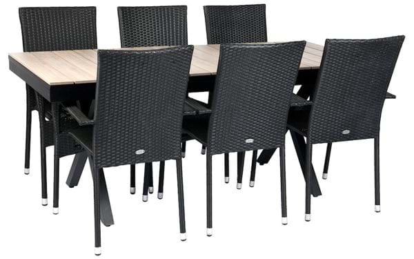 Bord Florens, uttrekkbart + 6 stoler Milano