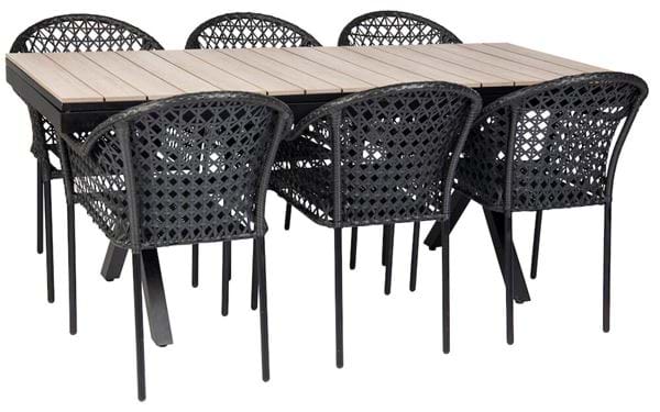 Bord Florens, uttrekkbart + 6 stoler Amalfi