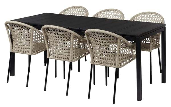 Ausziehbarer Tisch Barcelona + 6 Stühle Amalfi