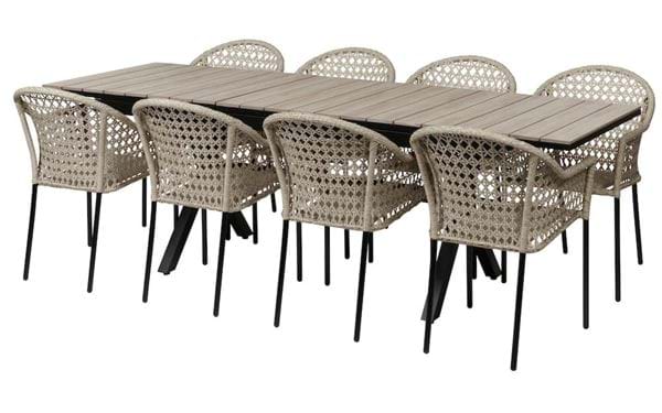 Florens-pöytä, jatkettava + 8 Amalfi-tuolia