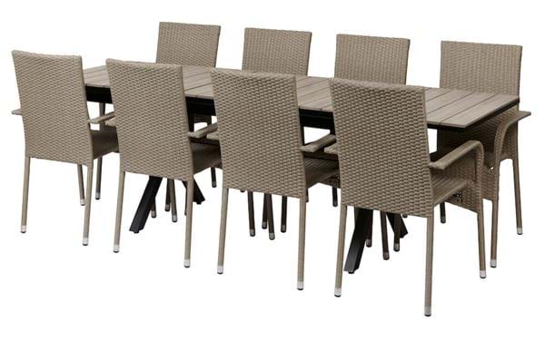 Bord Florens, uttrekkbart + 8 stoler Milano