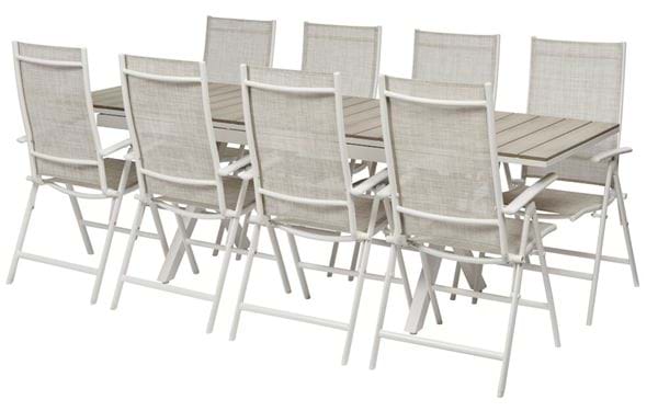 Bord Florens, uttrekkbart + 8 stoler Neapel