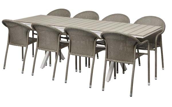 Ausziehbarer Tisch Florens + 8 Stühle Provence