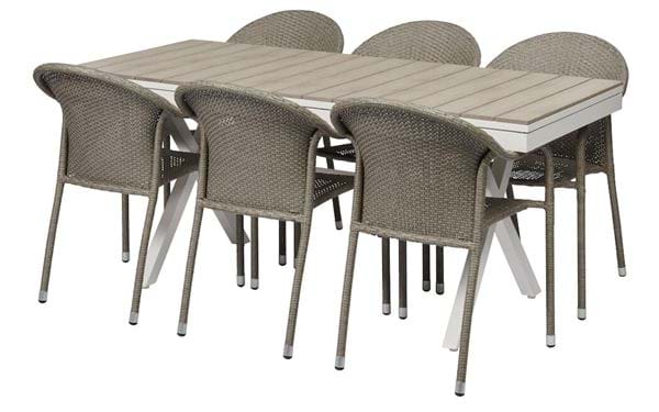Bord Florens, uttrekkbart + 6 stoler Provence