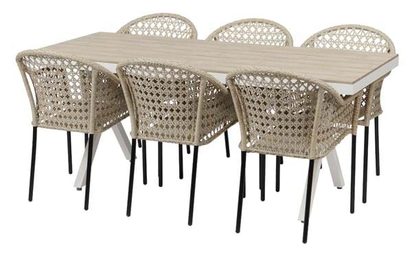 Florens-pöytä + 6 Amalfi-tuolia
