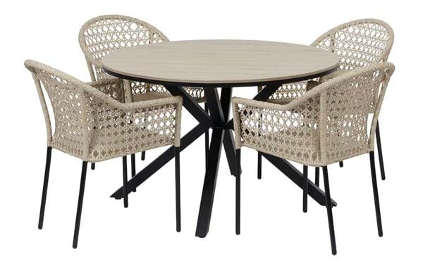 Runder Tisch Florens + 4 Stühle Amalfi