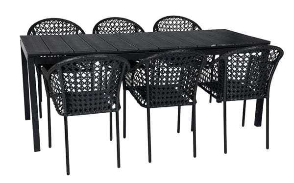 Ausziehbarer Tisch Barcelona + 6 Stühle Amalfi