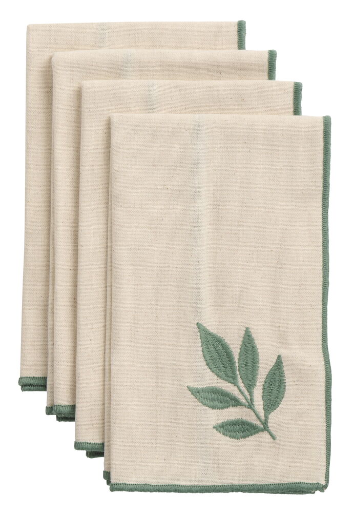 Tygservetter Elsaform Leaves 4-pack Dusty Green Bomull 4-pack