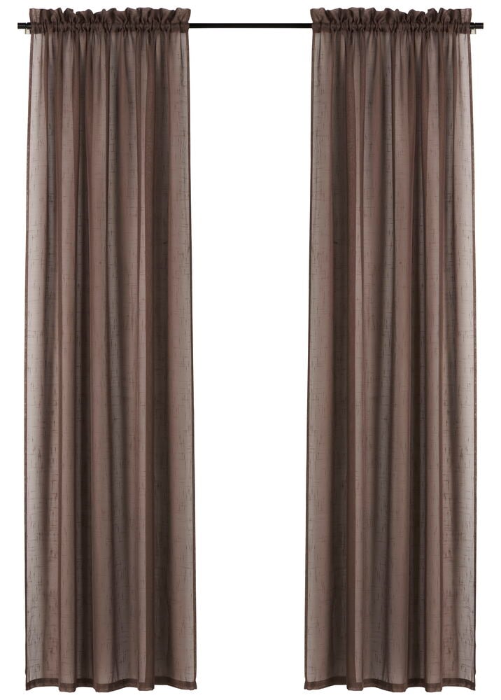 Gardinlängder Linn 135x250 cm Mole brown Polyester 2-pack
