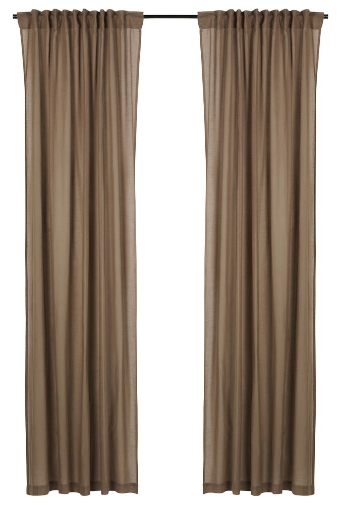 Gardinlängder Lovisa 135x250 cm Ljusbrun Bomull 2-pack