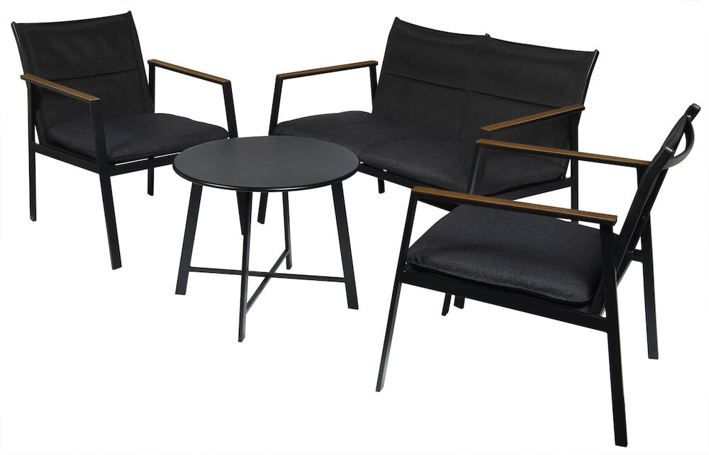 Loungeset Kos 4 delar Svart Stål