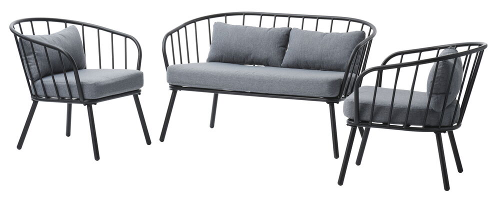 Loungeset Paris Svart Aluminium/stål