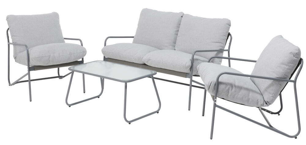 Loungeset Nantes 4 delar Grå Stål